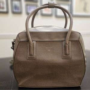 Matt & Nat Grey Structured Vegan Leather Handbag with Crossbody Strap